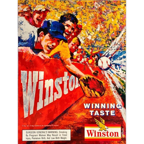 Winston Cigarettes "Iconic Baseball Sports Painting" Vintage Print Ad 1989 - Picture 1 of 3